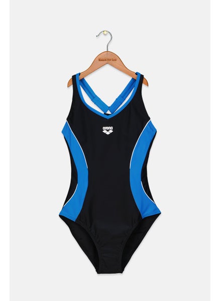 اشتري Women Brand Logo One Piece Swimwear, Black and Blue Combo في السعودية