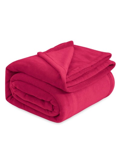 Buy BSB HOME® 300 GSM Premium Plush Single Blanket for Bed, Sofa, Couch, Travel and Camping AC Blanket | 220x150 cm  | Red in UAE