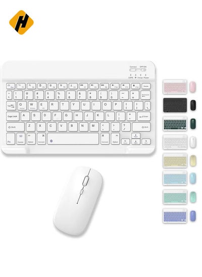 Buy Set of Rechargeable Bluetooth Keyboard and Mouse - Portable Wireless Mouse/Keyboard Set - Android/iOS/Windows - Smart Phone/Tablet/PC - iPhone iPad Pro Air Mini, iPad OS/iOS (WHITE) in Saudi Arabia