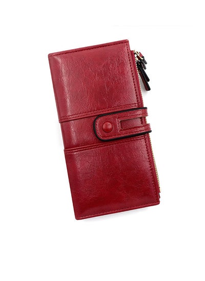 Buy Classic Stone Texture PU Leather Ladies Clutch for Women Long Wallet Large Capacity Zipper Money Bag Card Holder for Shopping Commute 19.5*11*2.5cm in Saudi Arabia