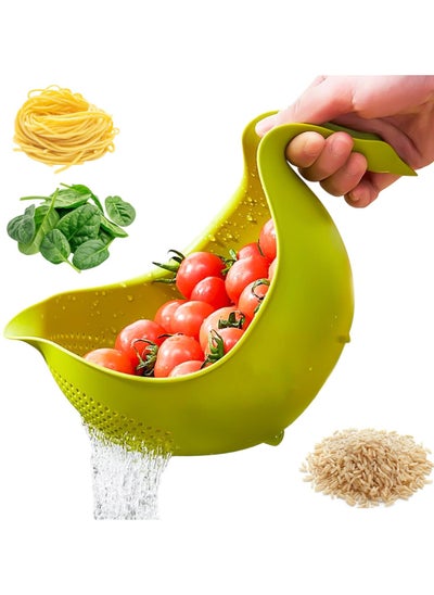 اشتري SYOSI Drain Basket, Fruit Washing Basket with Handle, Plastic Quinoa Strainer, Rice Washer, Multipurpose Food Strainer for Fruit, Vegetables, Quinoa, Rice, Kitchen Drain Basket (Green) في الامارات