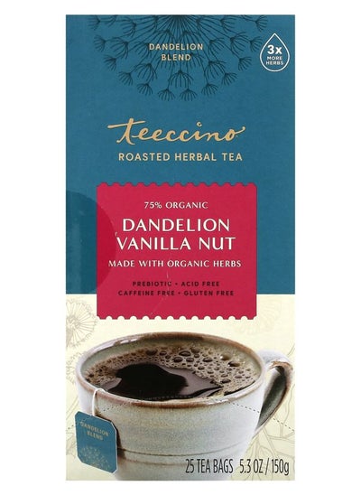 Buy Roasted Herbal Tea Dandelion Vanilla Nut Caffeine Free 25 Tea Bags 5.3 oz (150 g) in UAE