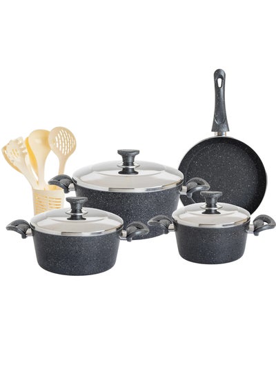 Buy Granite Cookware Set 13 Pieces grey color in Saudi Arabia