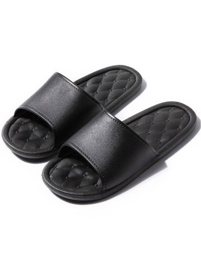 Buy Light Soft Solid Color Casual Slippers Bathroom Indoor Non Slip Soft Soled Slippers Open Toe Black in Saudi Arabia