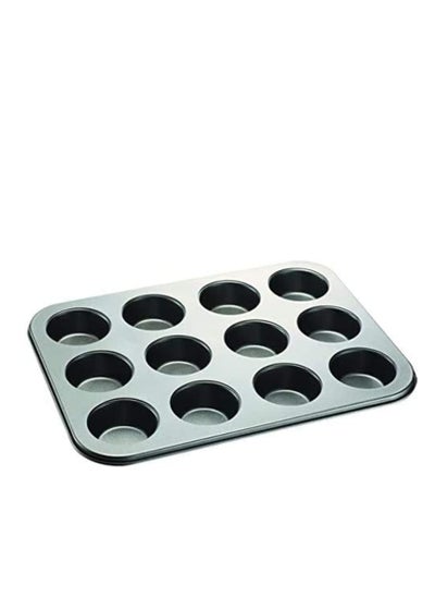 Buy Cake Bakeware Mould, Carbon Steel Muffin Pan, 12 Cavity Bakeware Non-Stick Cake Baking Pan, Mini Pie Pans, Carbon Steel Muffin Tray, Standard Baking Pan Mold for Oven Baking in UAE