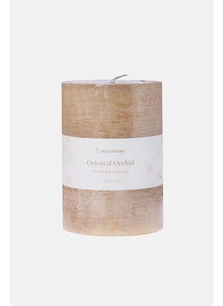 Buy Cylinder Candle Oriental Orchid, Yellow in UAE