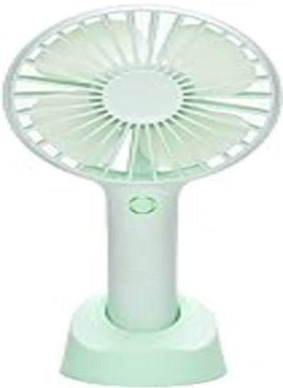 اشتري QINUKER Portable Mini USB Rechargeable Hand Fan with Hand Fan with Base, 2500mAh Battery, 4 Modes for Home, Office, Bedroom and Outdoor Travel (Green) في مصر