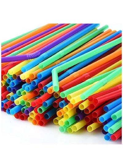 100PCS Flexible Plastic Straws, Colorful Disposable Bendy Party Fancy  Straws13inch Extra Long Straws Party Decorations