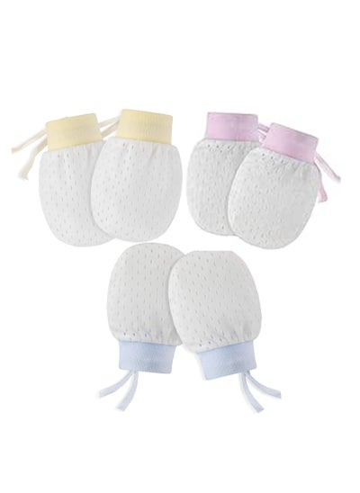 اشتري Newborn Baby Mittens No Scratch Mittens, Which Adjustable Anti Scratch Ice-Smooth Cool And Breathable Cotton Gloves For Boys Girls 3 Pairs في السعودية