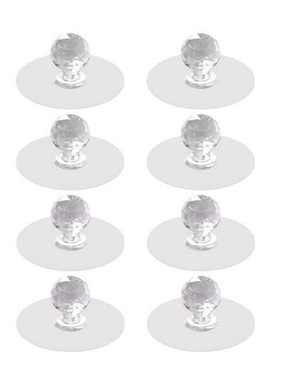 Buy Cabinet Drawer Knobs, Clear Diamond Crystal Shaped Pulls Handles for Wardrobe, Kitchen Cupboard, Bathroom Dresser, Furniture Door Window, Self-Adhesive Drill Free Push Pull Helper 8 pcs in Saudi Arabia