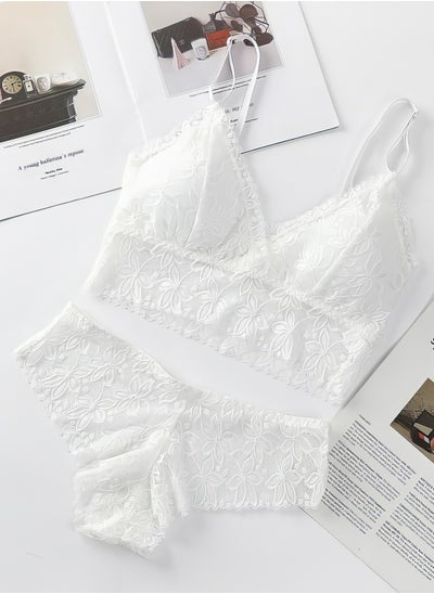 Buy White Lace-Trimmed Bikini Set - Two Pieces in UAE