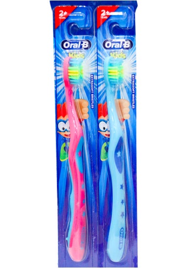 Buy Oral-B Kids Manual Toothbrush Extra Soft Blue & Pink Color - 2 Pieces in Egypt