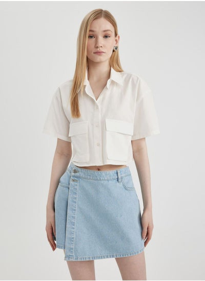 Buy Oversize Fit Shirt Collar Poplin Short Sleeve Shir in UAE