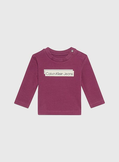 Buy Baby's Long Sleeves Logo T-Shirt, Cotton, Purple in UAE