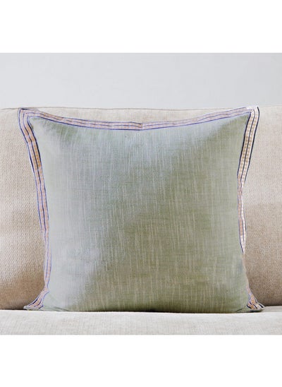 Buy Green Artist Verde Chambray with Embroidered Edges Filled Cushion 50 x 50 cm in Saudi Arabia