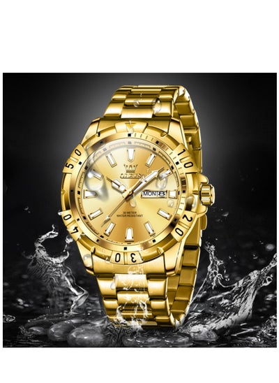 Buy Watches for Men Quartz Stainless Steel Water Resistant Watch 42mm Gold 5560 in Saudi Arabia