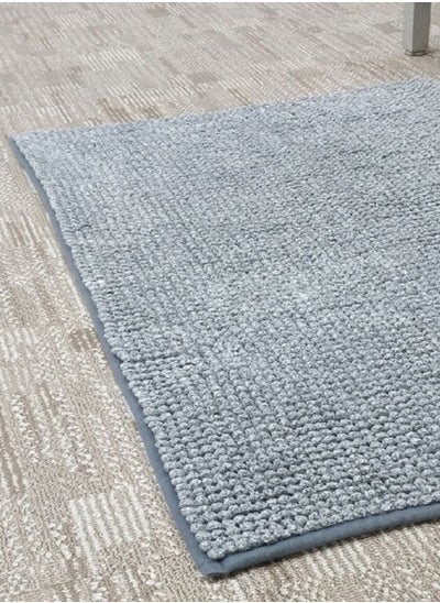 Buy Anti Slip Quick Drying Chenille Fleece Rectangular Bath Mat Grey 50 x 81 cm in Saudi Arabia