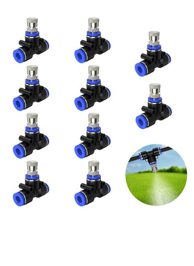 Buy 10PCS Misting Nozzles Mist Nozzle Tees for 6mm Tubing Orifice Nozzle for Patio Garden Greenhouse Trampoline, and Outdoor Cooling System in UAE