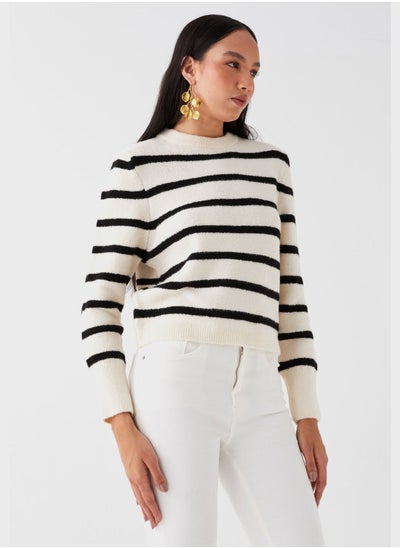 Buy Crew Neck Striped Sweater in UAE