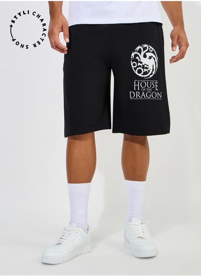 اشتري Oversized House of Dragon Graphic Print Terry Shorts في السعودية