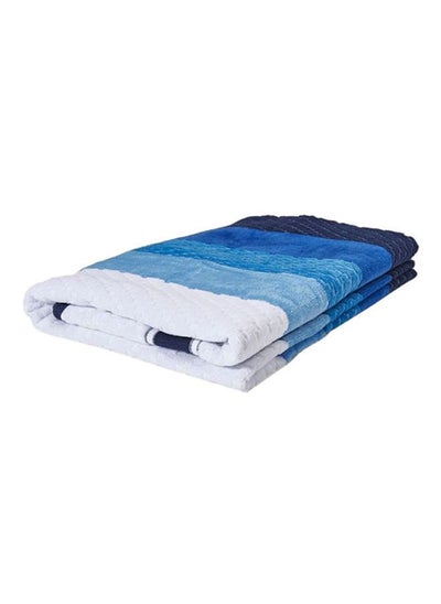 Buy Zic Zac- Bath Towel 500 GSM 100% Cotton Velour 70X140 cm Modern Stripe Design Luxury Touch Extra Absorbent Blue in Saudi Arabia