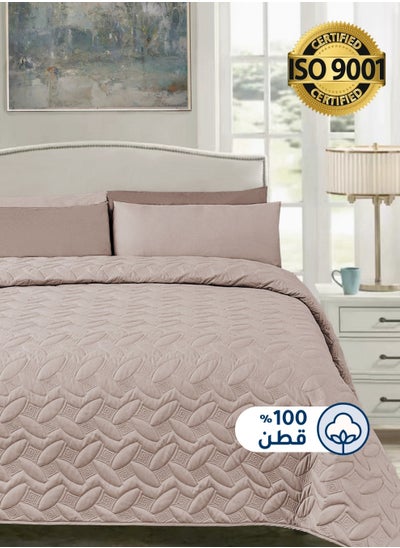 Buy 3Piece Cotton Bedspread Set Fits 120 x 200 cm Single Size Bed Single Size Compressed Comforter Set Elmira Series in Saudi Arabia