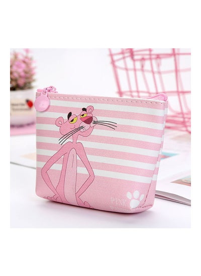 Buy Cartoon Patterned Zipper Purse Coin Bag Pink/White in UAE