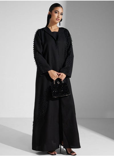 Buy Embellished Lace Detail Abaya in UAE