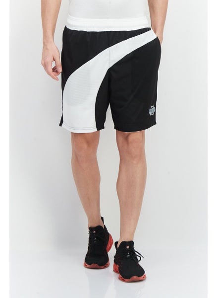 اشتري Men Sportswear Fit Brand Logo Training Shorts, White/Black في الامارات