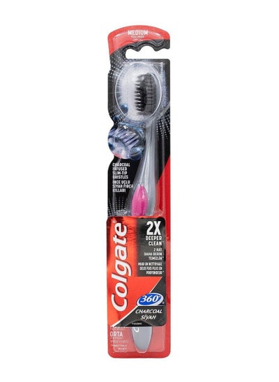 Buy Colgate 360 Charcoal Toothbrush medium Multi Color in Saudi Arabia