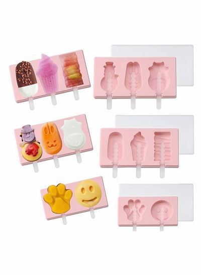 Buy 3 Packs Ice Lolly Moulds Silicone DIY Popsicle Molds Reusable Set, Ice Lolly Moulds, Frozen Purees Moulds, Ice Cream Mould with Sticks in UAE