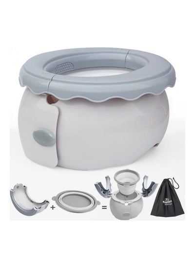 Buy Foldable Training Potty With Storage Bag For children, Light Grey in UAE