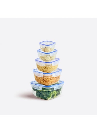 Buy Dunia Fresh & Lock Blue Rectangular 5-Piece Cans  Set with Airtight Lids - Storage Solution - BPA-Free | Lead-Free in Egypt