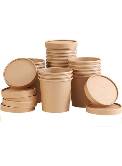 Buy Kraft Soup Bowl 24 Ounce With Lid Food Cups Great For Restaurants Take Out To Go Lunch Pack Of 50 Pieces in UAE