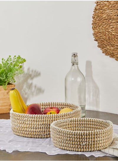 Buy Set Of 2 Oval Natural Straw Baskets in Saudi Arabia