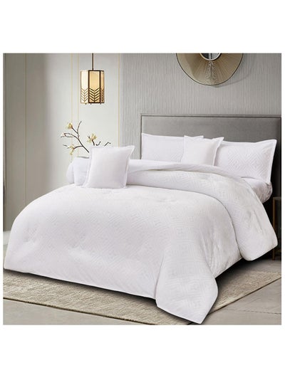 Buy Winter comforter set two king size velvet front and soft fur side 6 piece system medium filling size 230*250 in Saudi Arabia