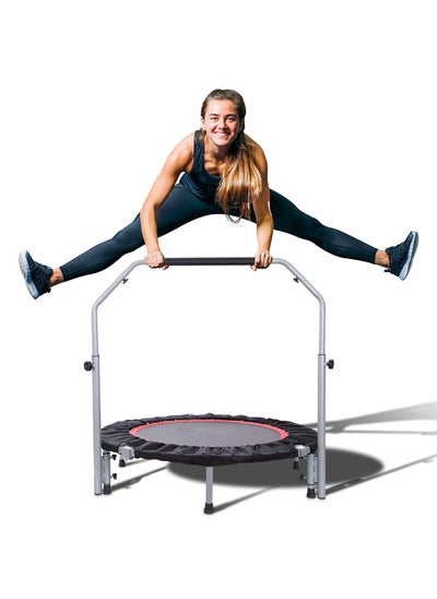 اشتري 40/48" Foldable Mini Trampoline Max Load 330lbs/440lbs, Fitness Rebounder with Adjustable Foam Handle, Exercise Trampoline for Adults Indoor/Garden Workout في السعودية