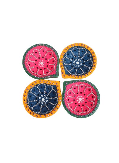 Buy Fancy Deepak Diya 4 Piece Multicolour 7cm in UAE