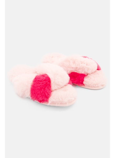 اشتري Women Faux-Fur Crossband Homewear Slide Slipper, Pink في السعودية