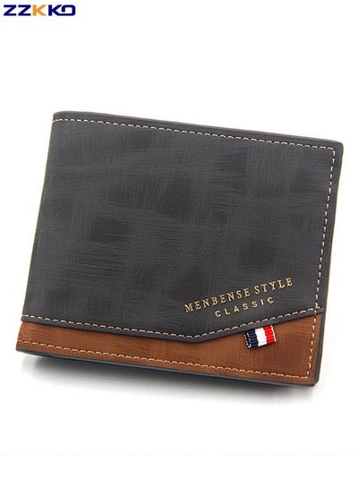 Buy Business Classic Short Men's Wallet Fashion Large Capacity Multifunctional PU Card Holder Foldable Zipper Coin Purse in Saudi Arabia