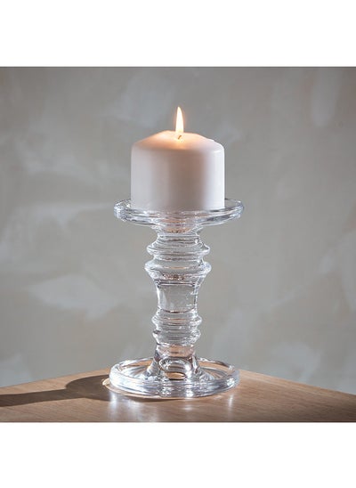 اشتري Ezra Clear Glass Candle Holder 11 x 15.5 x 11 cm في الامارات