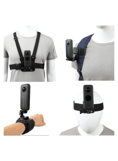 Buy Accessories Kit for Insta360 One X3/X2/X, One R, X and GoPro Hero 9,New Quick Release Head Strap Mount + Chest Mount Harness + Backpack Clip Holder + 360°Rotating Wrist Strap in Saudi Arabia