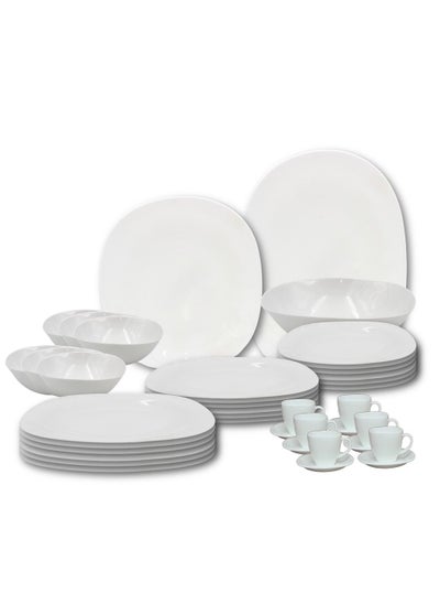 Buy Melrich 38 Piece Opal ware Dinner Set 6 Dinner Plate 6 Dessert Plate 6 Soup Plate 6 Bowl 6 Cup 6 Saucer 1 Serving Plate 1 Serving Bowl Dishwasher Safe Microwave Safe in UAE