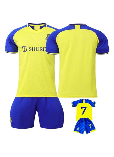 Buy Riyadh Team Uniform No.7 Jersey, Football Suit Suit Yellow Jersey Print, Children's T-shirt Set in UAE