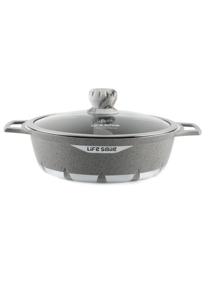 اشتري Shabu Shabu Pot with Lid Non Stick Granite Coating Shabu Shabu Hot Pot with Divider - 32 CM في الامارات