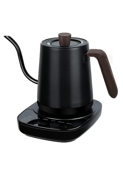 اشتري Electric Gooseneck Kettle 0.8L 304 Stainless Steel Coffee and Tea Pot Automatic Temperature Control and Constant Temperature 1000W Quick Heating (Matte Black) في السعودية