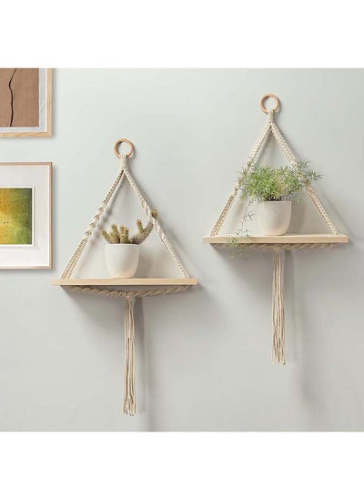 Buy Macrame Indoor Wall Hanging Shelf Hand Woven Bohemian Décor 46x86 in Egypt