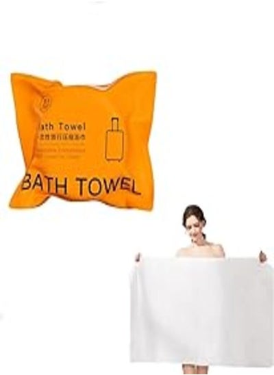 اشتري 1 PCS Compressed Bath Towel,140 x 70 cm Large Reusable Disposable Bath Towels Soft Absorbent Body Bath Towels Individually Packed Bath Towels Cotton Bath Towels for Camp Sports Trip-Multicolor في مصر