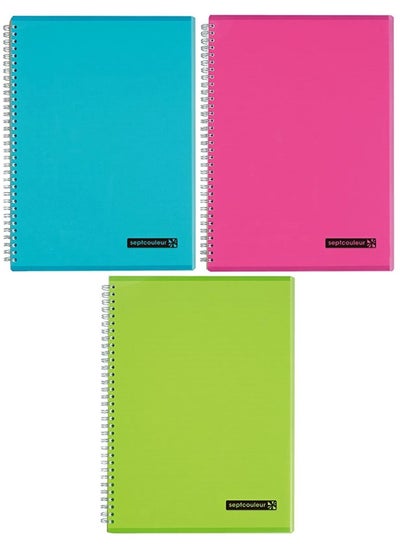 Buy 3-Piece A4 Size Spiral Notebook Multicolour in UAE