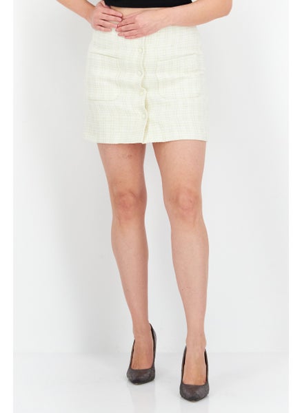 Buy Women Textured Casual Mini Skirts, Cream in UAE